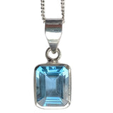 Cyan Blue Topaz Silver Pendant and Chain