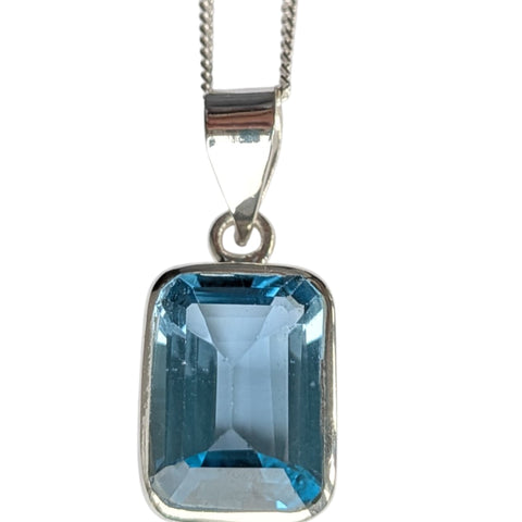 Azula Blue Topaz silver Pendant and Chain