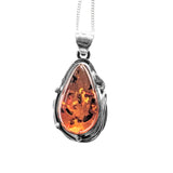 Kallis Amber Silver Pendant and Chain