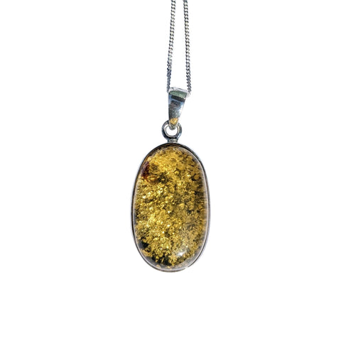 Candentis Green Amber Pendant and Chain
