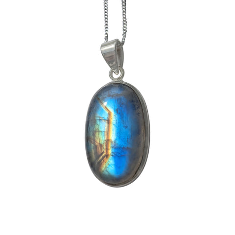 Lumen Blue Moonstone Silver Pendant and Chain