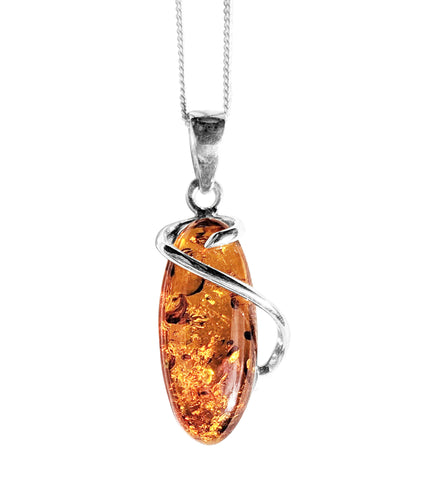 Asali Amber Silver Pendant and Chain