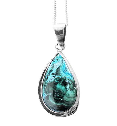 Aspen Azurmalachite Silver Pendant and Chain