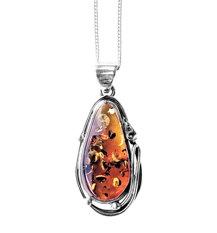 Melissa Amber Silver Pendant and Chain