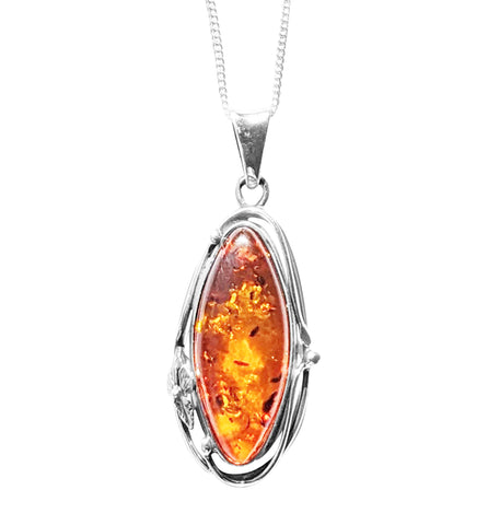 Nyuki Amber Silver Pendant and Chain