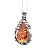 Kallis Amber Silver Pendant and Chain