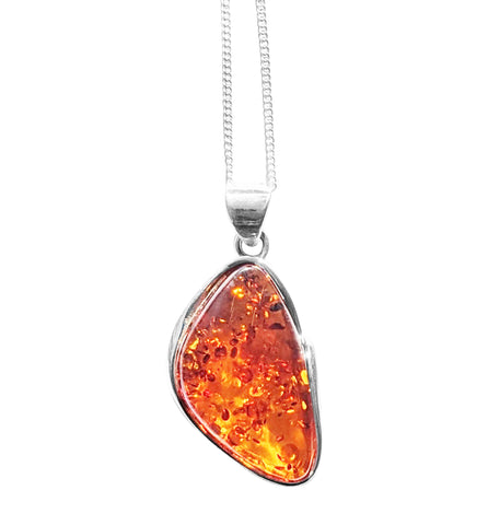 Nikko Amber Silver Pendant and Chain