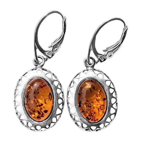 Kala Amber Silver Earrings