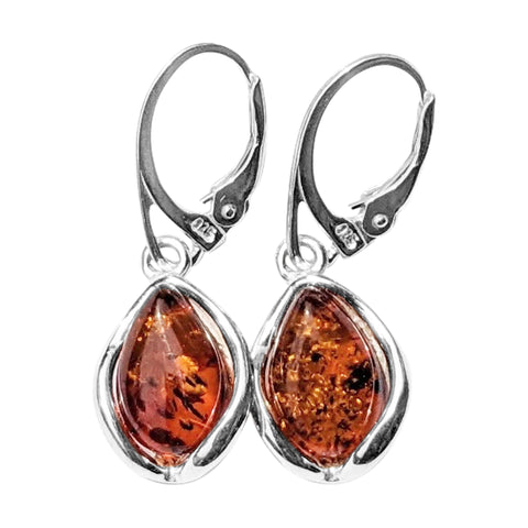Oorun Amber Silver Earrings