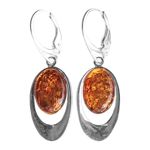 Zonnen Amber Silver Earrings