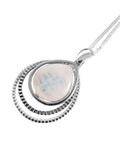 Rose gold , yellow gold and silver moonstone pendant with chain