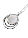 Rose gold , yellow gold and silver moonstone pendant with chain