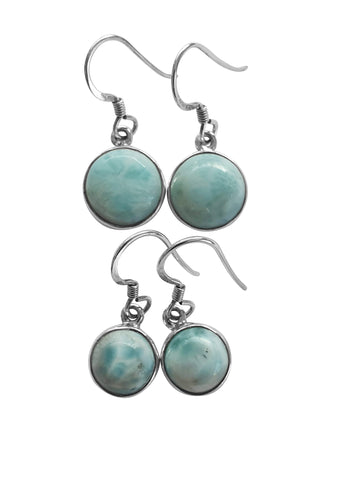 Round Larimar silver earrings