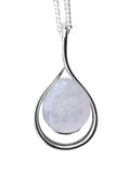 Crescent Moonstone Silver PENDANT and Chain.