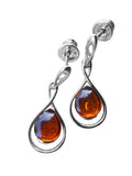 Crescent Amber Silver Earrings