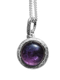 Hammered Gemstone Pendant and Chain