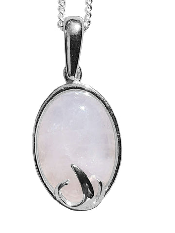 Flare Rose Quartz Silver Pendant and Chain