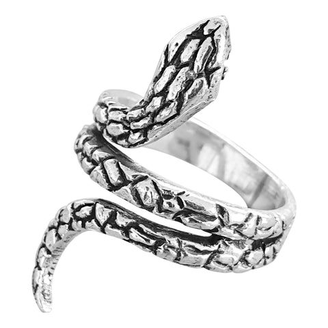 Scaly silver snake ring