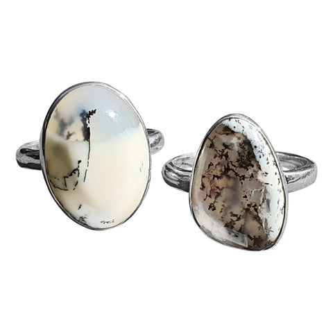 Merlinite Cabochon Rings in Silver