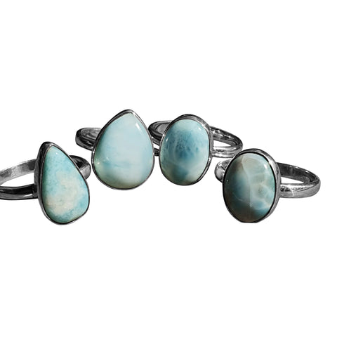 Jasne Larimar Silver Rings