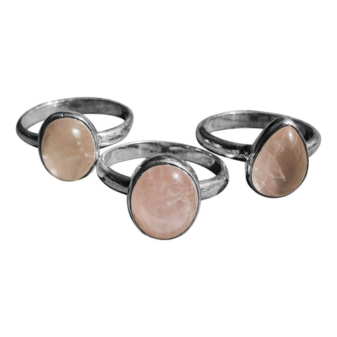 Pale Rose Quartz Silver Rings