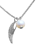 Winged Pearl Necklace with Adjustable Chain