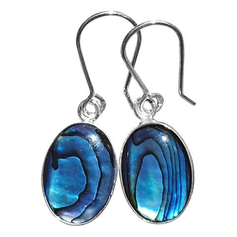 Pacfic Blue Paua Shell Silver Earrings