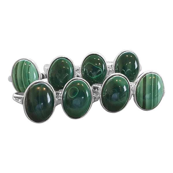 Koral Jewelry Round Malachite Delicate Ring – Sterling Silver Boho Vintage Style
