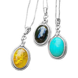 Gemstone Pendants with Amber, Turquoise, Black Onyx