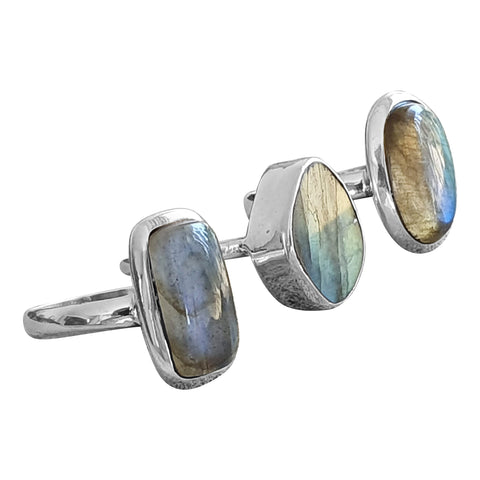 Trio of Labradorite Rings