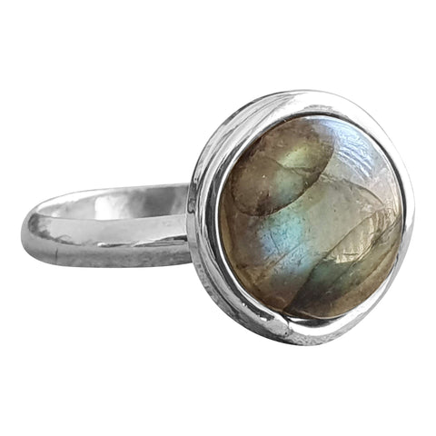 Round Labradorite Encased Ring
