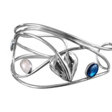 Foliate multi-stone Silver Bangle