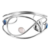Foliate multi-stone Silver Bangle