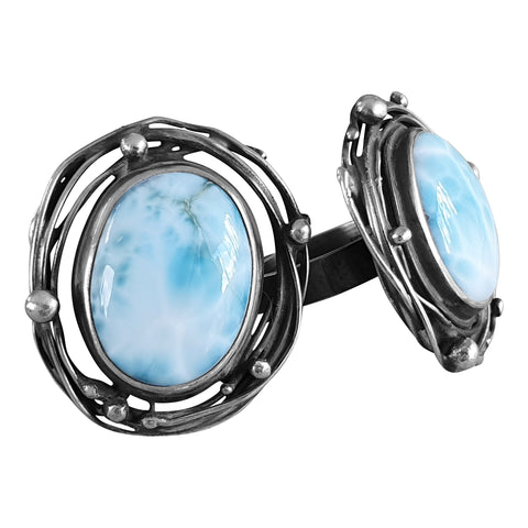 Tangled Larimar Rings