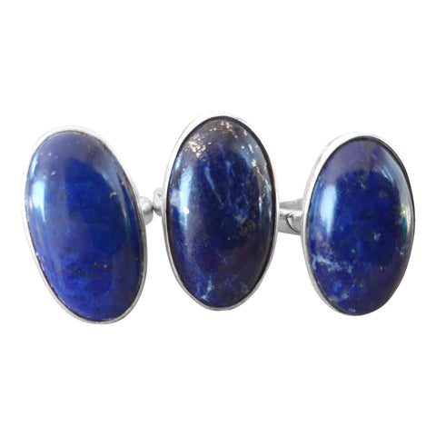 Elliptical Lapiz Lazuli Silver Rings