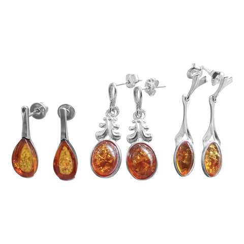 Cognac Amber Dangling Earrings