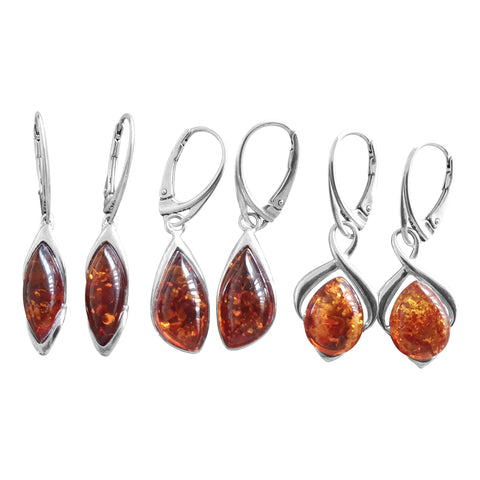 Amber Silver Earrings