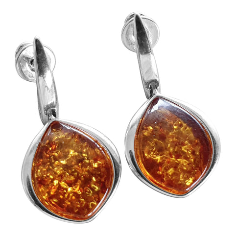 Elegant Cognac Amber Earrings