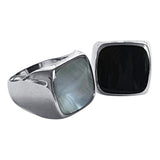 Large Black Onyx or Mother of Pearl Square Signet Ring