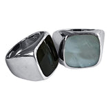 Large Black Onyx or Mother of Pearl Square Signet Ring