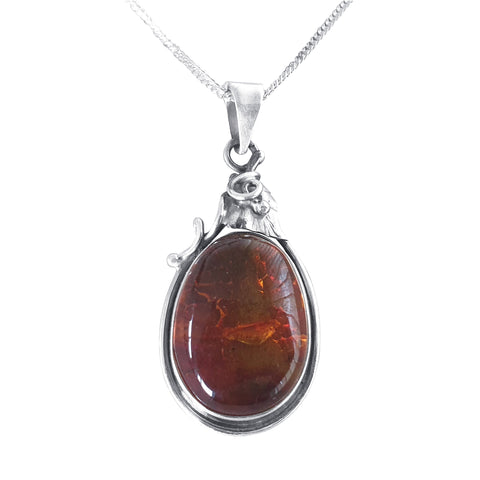 Amber Swirling Leaf Pendant