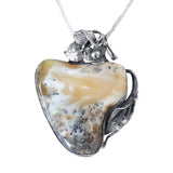 Organic Cream Amber Pendant and Silver Chain