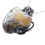 Organic Cream Amber Pendant and Silver Chain