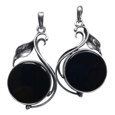 Organic Black Onyx Silver Pendants