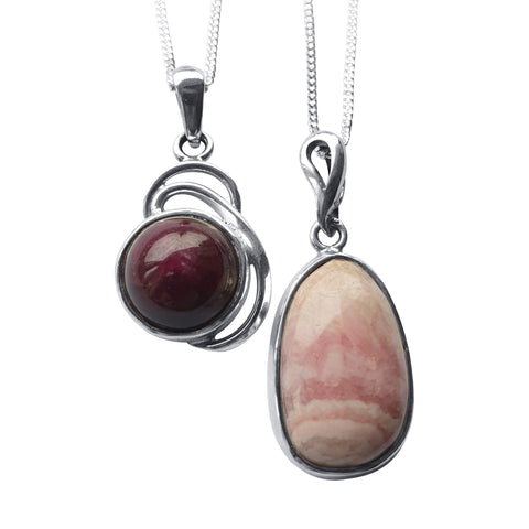 Ruby Pendant & Rhodonite Pendant