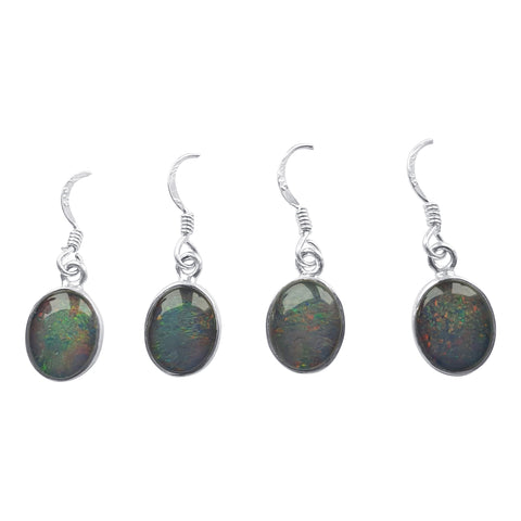 Opal Cabochon Silver Earrings