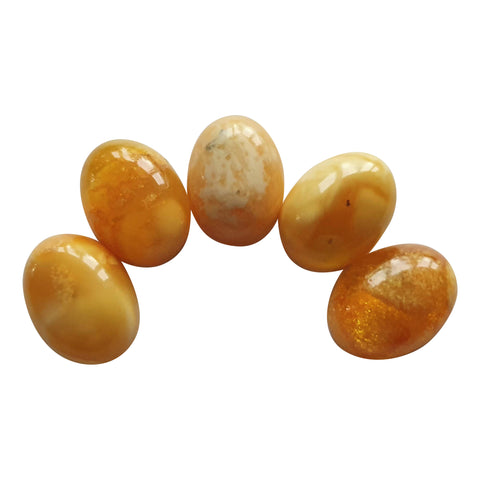 Five Yellow Amber Cabochons