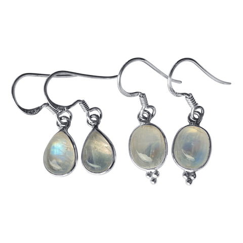 Moonstone Silver Drop Earrings