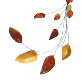 Exotic Cascade Amber  Silver Necklace
