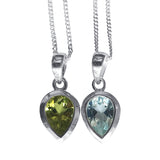 Peridot Teardrop Silver Pendant and chain